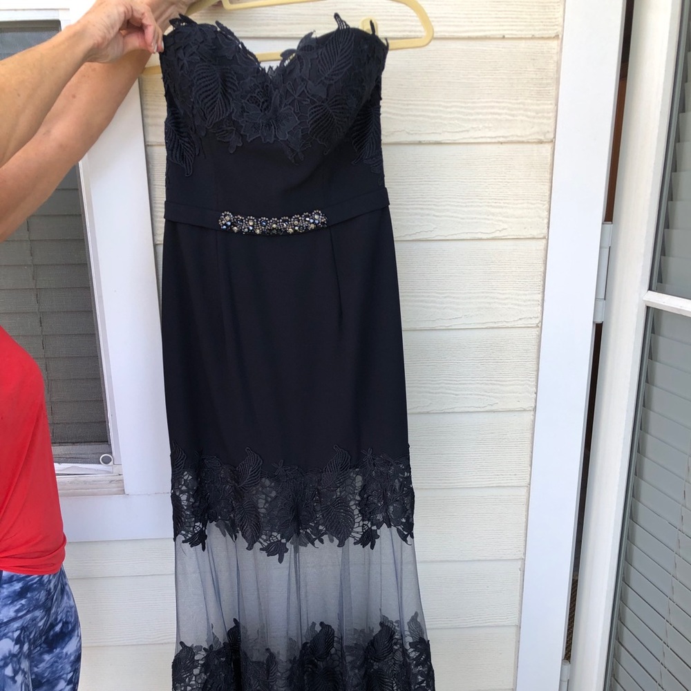 TERANI COUTURE NAVY PROM DRESS